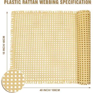 Generic 16 x40 Plastic Rattan Cane Webbing for Caning Projects, Woven  Open Mesh PE Rattan Roll