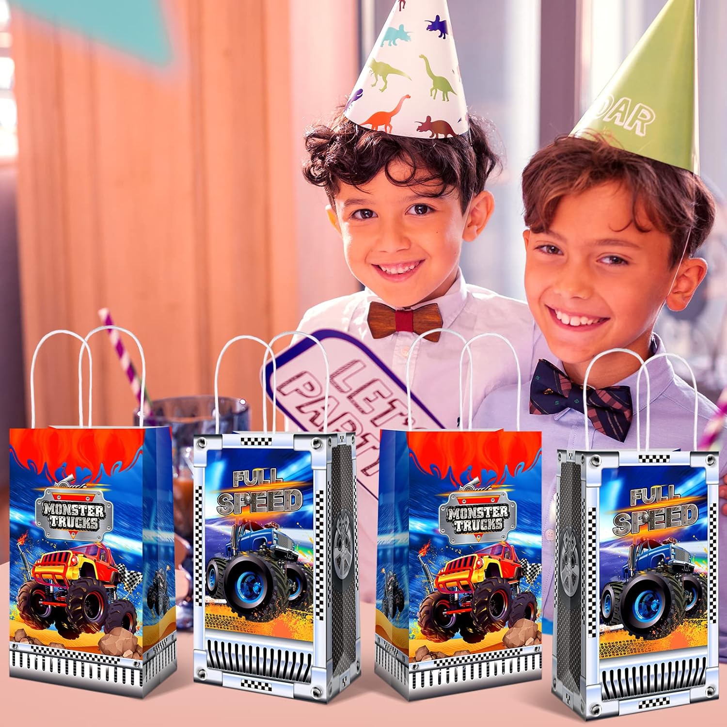 Nezyo 24 Pcs Truck Party Bags Truck Party Favors Truck Birthday Party Supplies Truck Goodie Bags Truck Treat Bags Truck Themed Candy