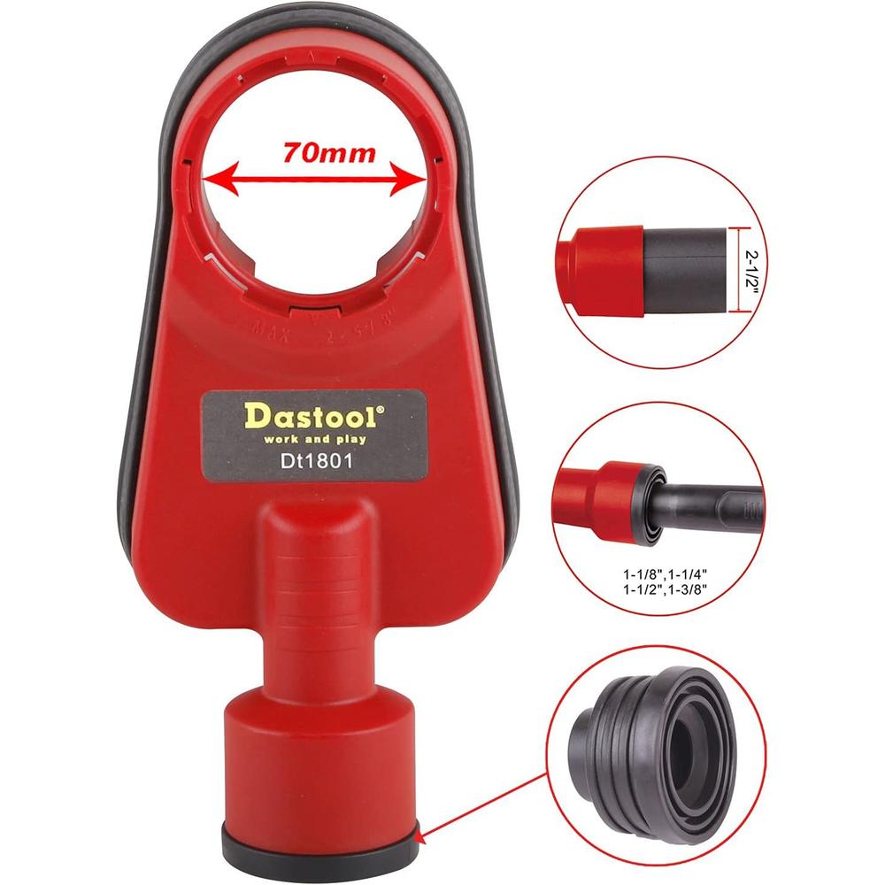 Dastool ltd Dastool Drilling Dust Collection Attachment,Universal Dust Shroud for Drilling 1-3/8" Dt1801