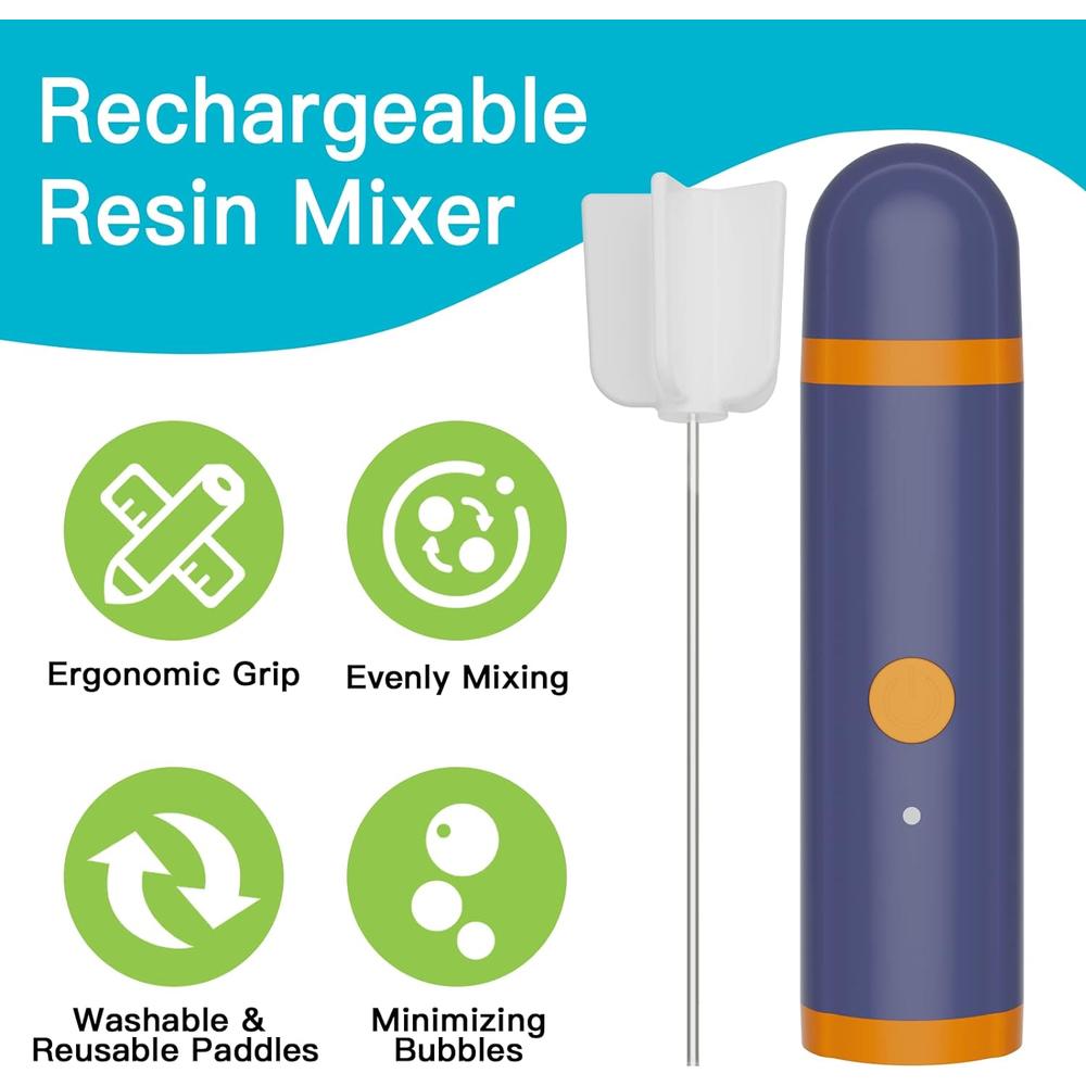 JDiction Resin Mixer and Polisher - Handheld Rechargeable Epoxy Resin Mixer  for Minimizing Bubbles, Resin Stirrer for Resin, Silicone Mi