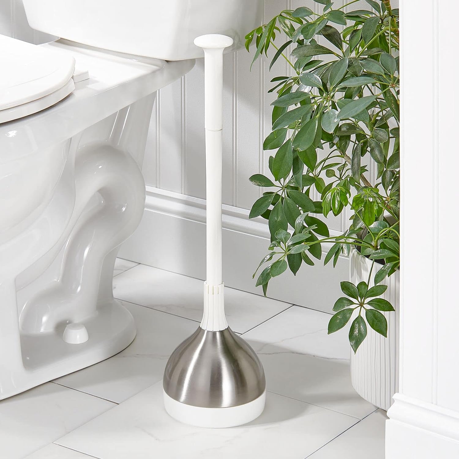 MetroDecor mDesign Bathroom Toilet Bowl Plunger Set with Lift