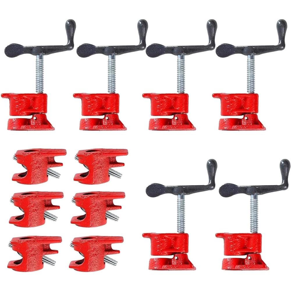 FLKQC Wood Gluing Pipe Clamp Set, Heavy Duty Cast Iron Quick Release Pipe Clamps for Woodworking (6, 1/2")