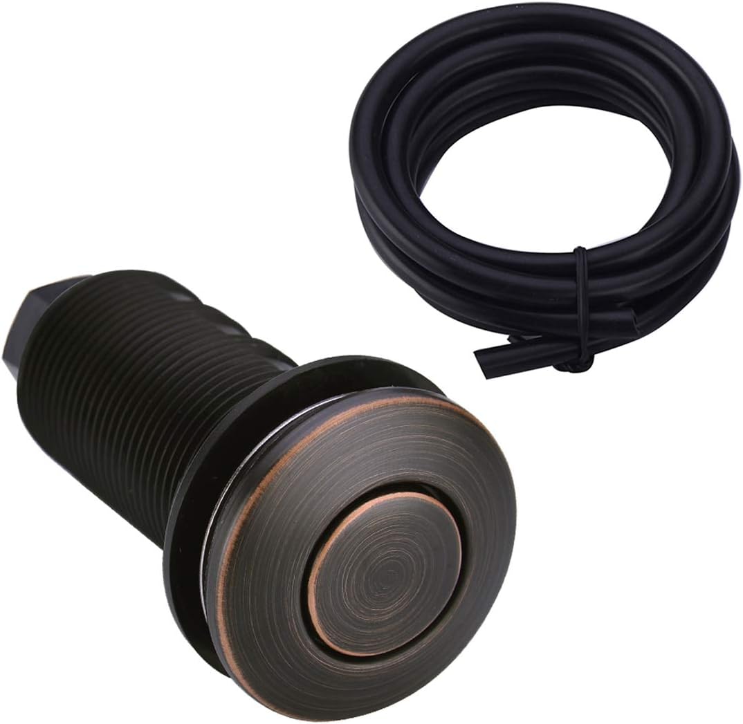 BeStill Sink Top Switch Push Button for Garbage Disposal, Oil Rubbed Bronze/ORB (Long Button with Brass Cover)