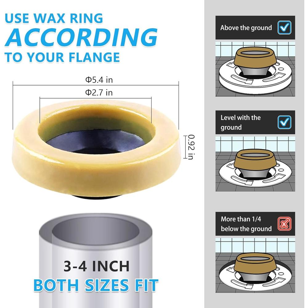 Menty Wax Ring Toilet Kit,includes Flanges and Bolts for ...