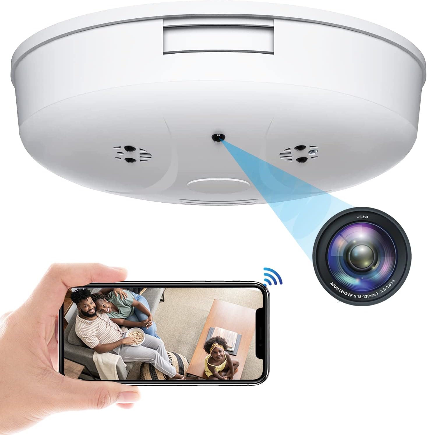 Obdeprlone Hidden Camera Smoke Detector WiFi Spy Camera Hidden Cameras HD 1080P Wireless Small Camera with Night Vision and Motion Detecti