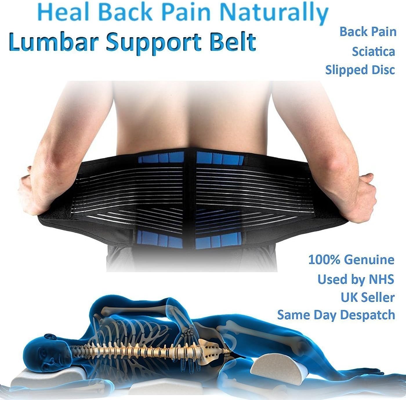 New Neoprene Double Pull Lumbar Lower Back Support Belt Brace Pain Relief