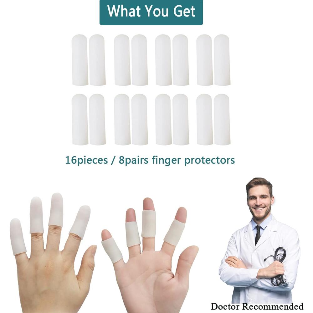 Generic Silicone Finger Protectors 16 PCS, Gel Finger Cots Waterproof, Finger Sleeves Gloves for Protect Fingertips, Hand Eczema, Finge