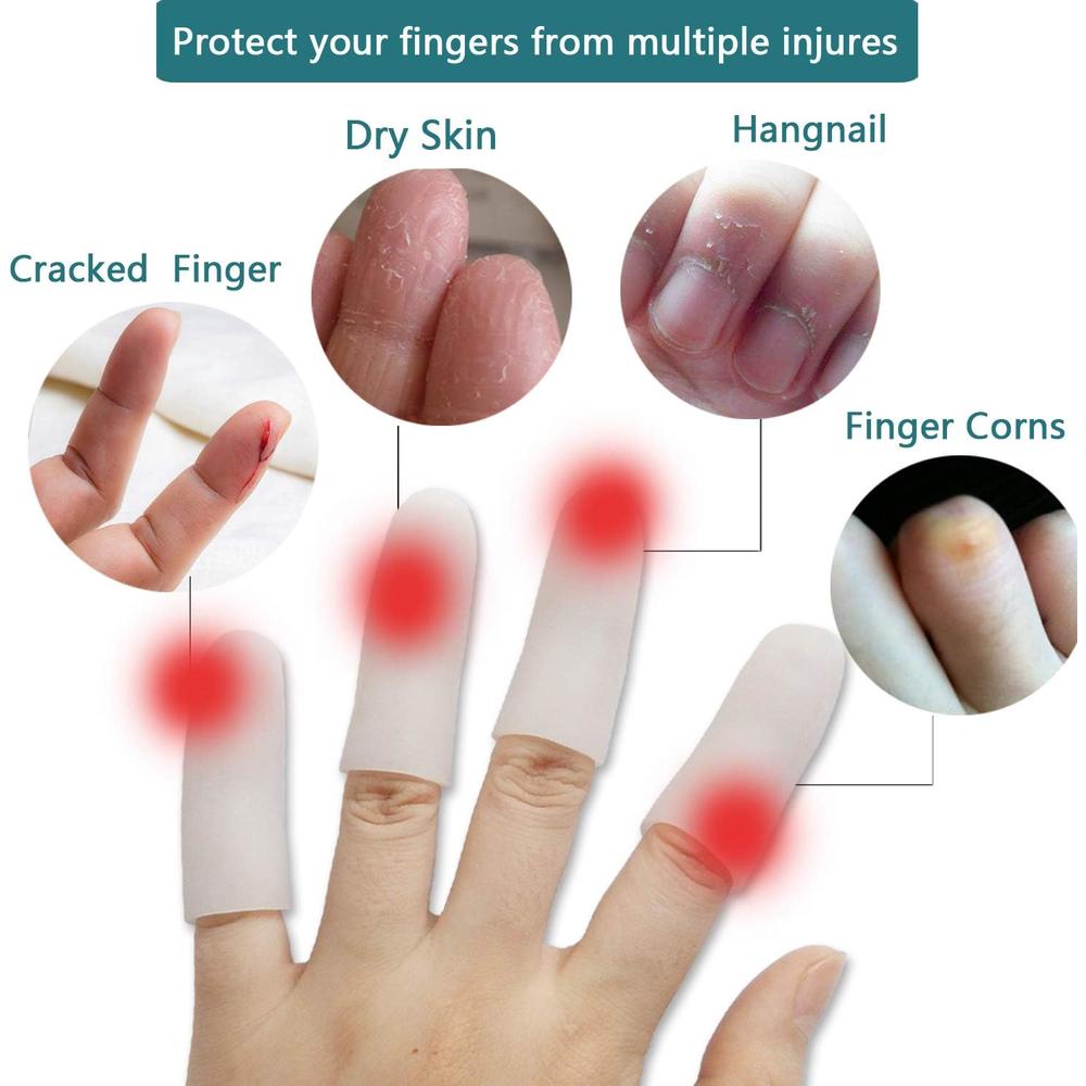 Generic Silicone Finger Protectors 16 PCS, Gel Finger Cots Waterproof, Finger Sleeves Gloves for Protect Fingertips, Hand Eczema, Finge