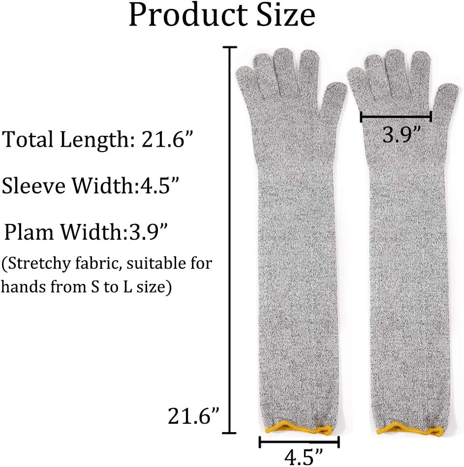 LilyCoco Gardening Sleeves with Full Finger Gloves Protective Arm Sleeves Grey (1 Pair)