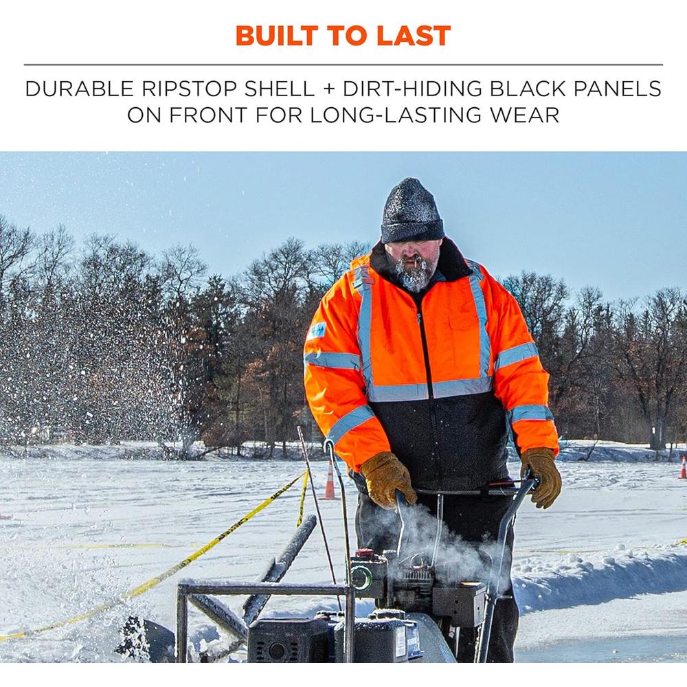 Generic High Visibility Reflective Winter Bomber Jacket, Black Bottom, Zip Out Fleece Liner, ANSI Compliant, Ergodyne GloWear 8381 Oran
