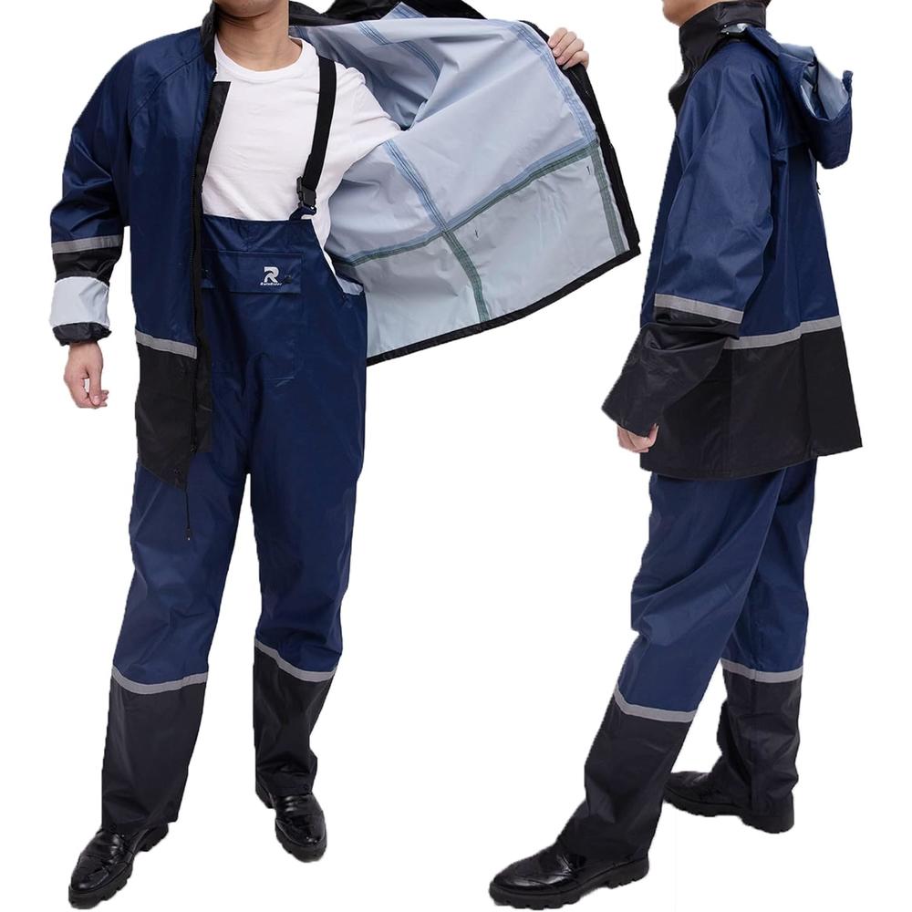 Generic RainRider Rain Suits for Men Waterproof Breathable Rain Gear Durable Oxford Rain Jacket Coat with Pants