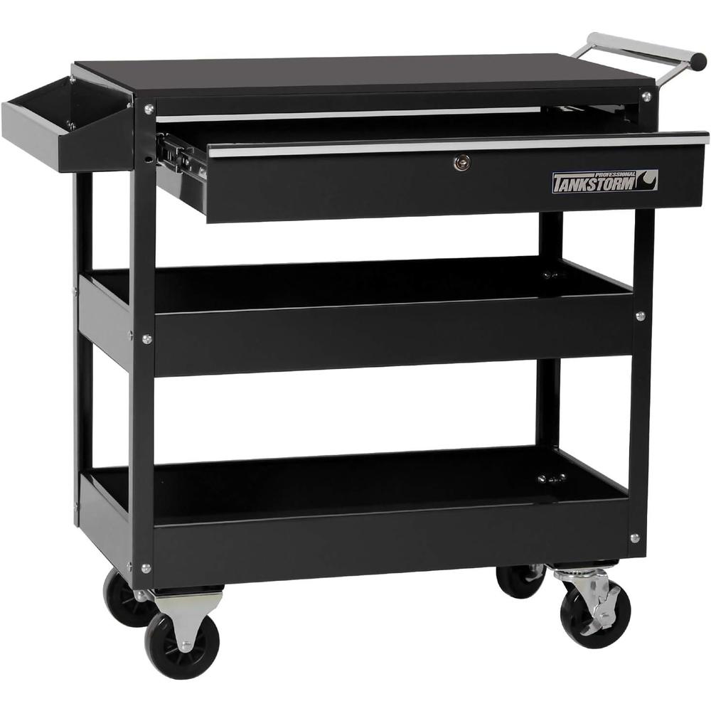 TANKSTORM Service Tool Cart 3-Tire Rolling, Industrial Commercial Service Cart-180 Lbs Capacity, No Drawer Included(TQ112)
