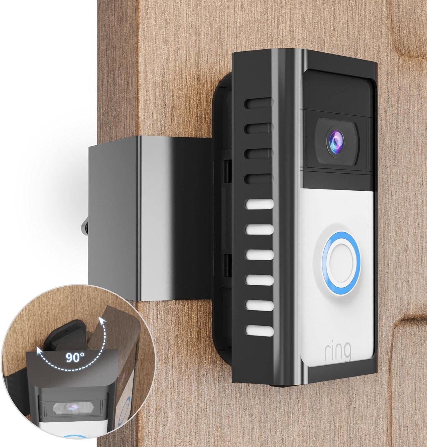 GUIRENNIAO Anti-Theft Video Doorbell Mount with Adjustable Angle(45-90 Degrees),No-Drill Stainless Steel Doorbell Door Mount Holder for Ap