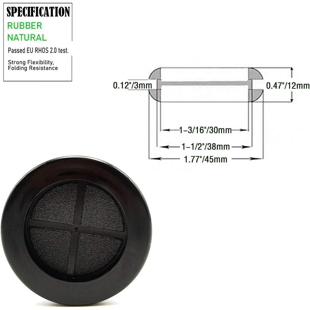 ZH Rubber Grommet, 1-1/2"Drill Hole, 1-3/16" Inside Diameter Rubber Hole Plugs, Synthetic Rubber Grommets for Wiring, Fi