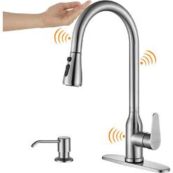 Keer Touch Kitchen Faucet,KEER Smart Kitchen Sink Faucet with Pull Down Sprayer, Touch on Activated Kitchen Bar Sink Faucet Brushed