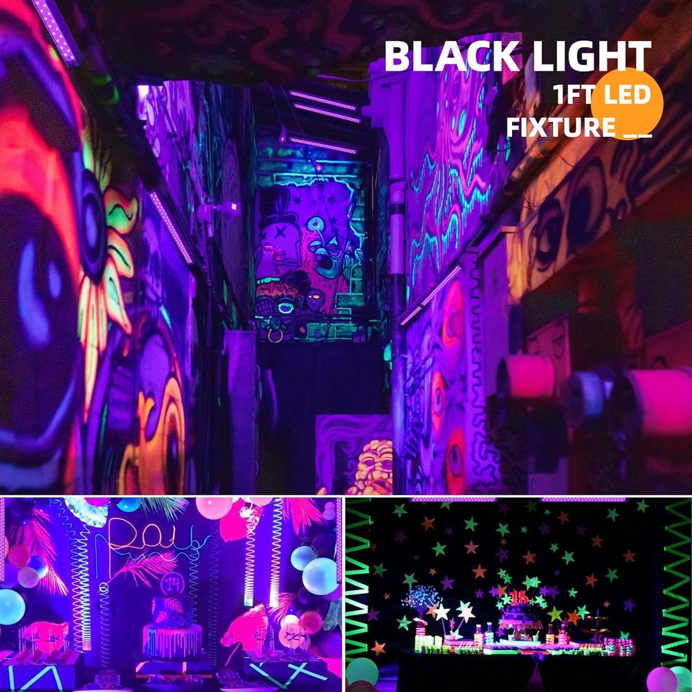 Barrina LED Blacklight, 10W 1ft USB Black Light, Adjustable Black Light Bar for Fluorescent Poster Glow Party Body Paint, Halloween Dec