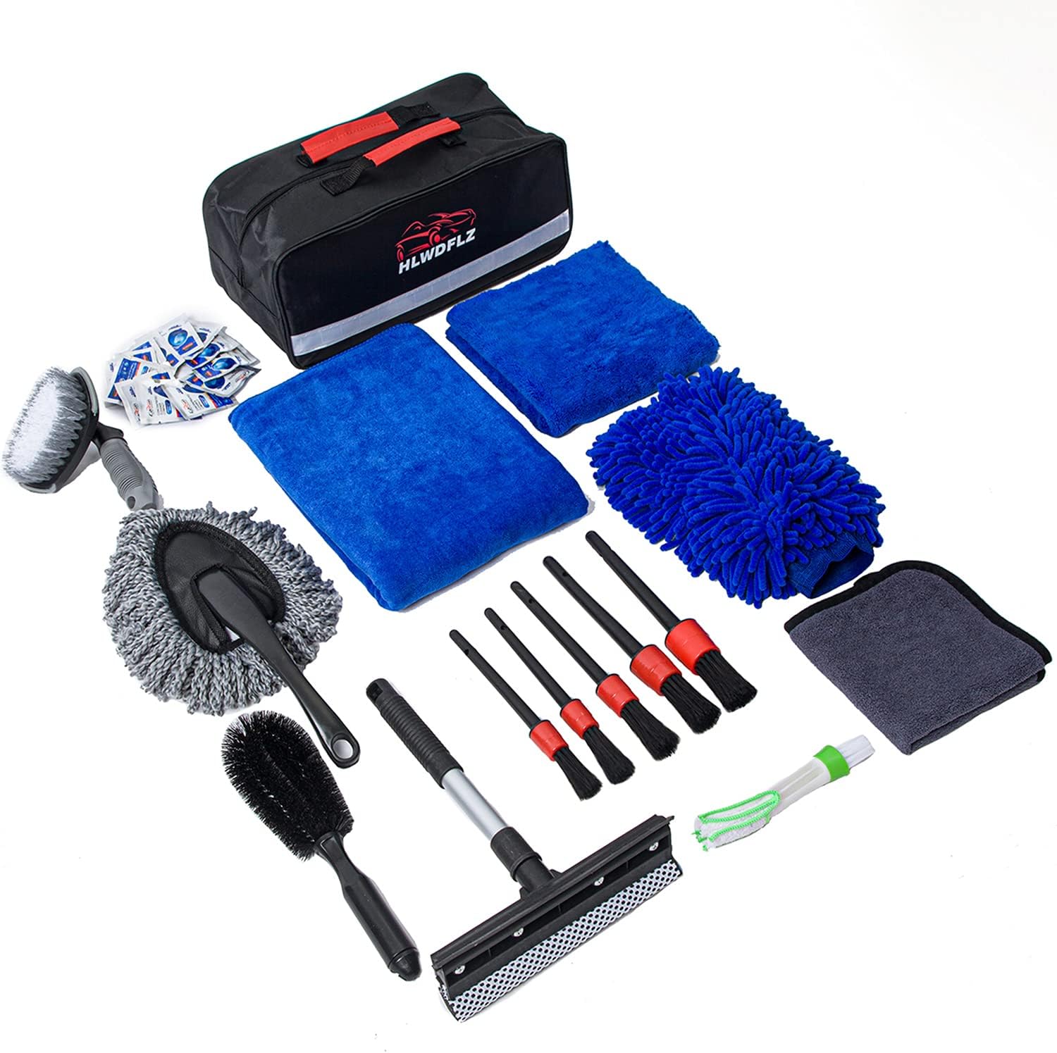HLWDFLZ 27pcs Car Wash Cleaning Tools Kit Car Detailing Set - Blue Car Wash Kit Interior and Exterior with Car Detail Brushes, Tire Bru