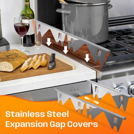 ItsNio US2-FXT-SS-Silver01 Stainless Steel Stove Gap Covers,Stove Gap  Filler, Range Trim Kit, Stove Gap Guards, Heat Resistant and Easy to Clean,  Easy ret