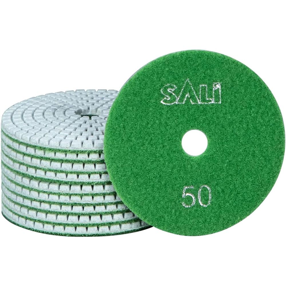 SALITools Sali 10 Pack Diamond Polishing Pads 4 Inch Wet Granite Stone Polish Pad Kit for Drill, Grinder, Polisher Polishing Pad for Conc