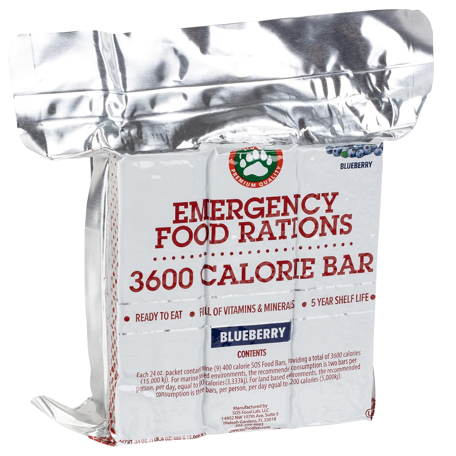 Generic Grizzly Gear Emergency Food Rations- 3600 Calorie Bars (Blueberry) - 3 Day, 72 Hour Ready to Eat Supply for Disaster, Hurricane