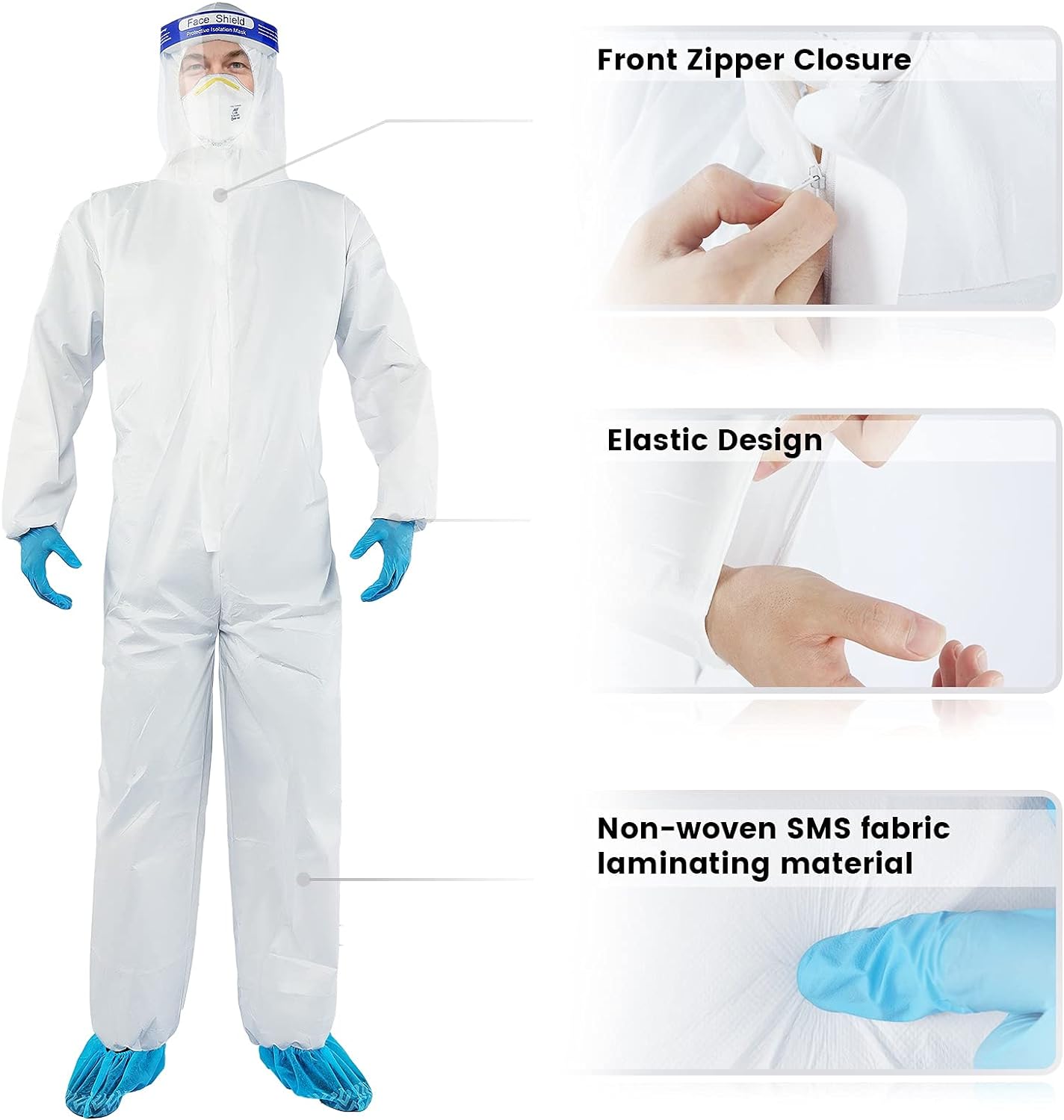 Generic YIBER Disposable Protective Coverall Hazmat Suit, Heavy Duty Painters Coveralls, Made of SF Material, Excellent air permeabilit