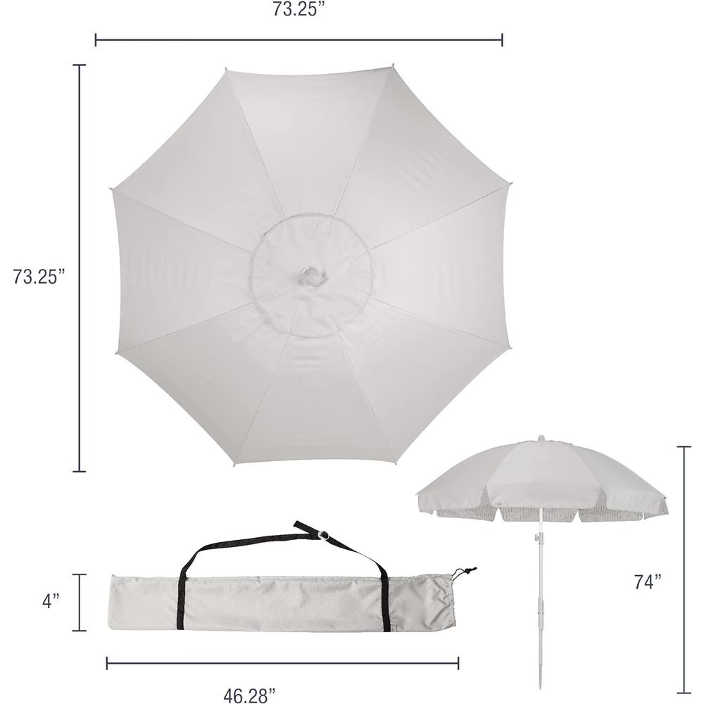 CleverMade Premium Malibu Beach Umbrella; Wind Resistant with Sand Anchor and Carry Bag; UPF 50+ Sun Protection; Perfect for Picnic, Backy