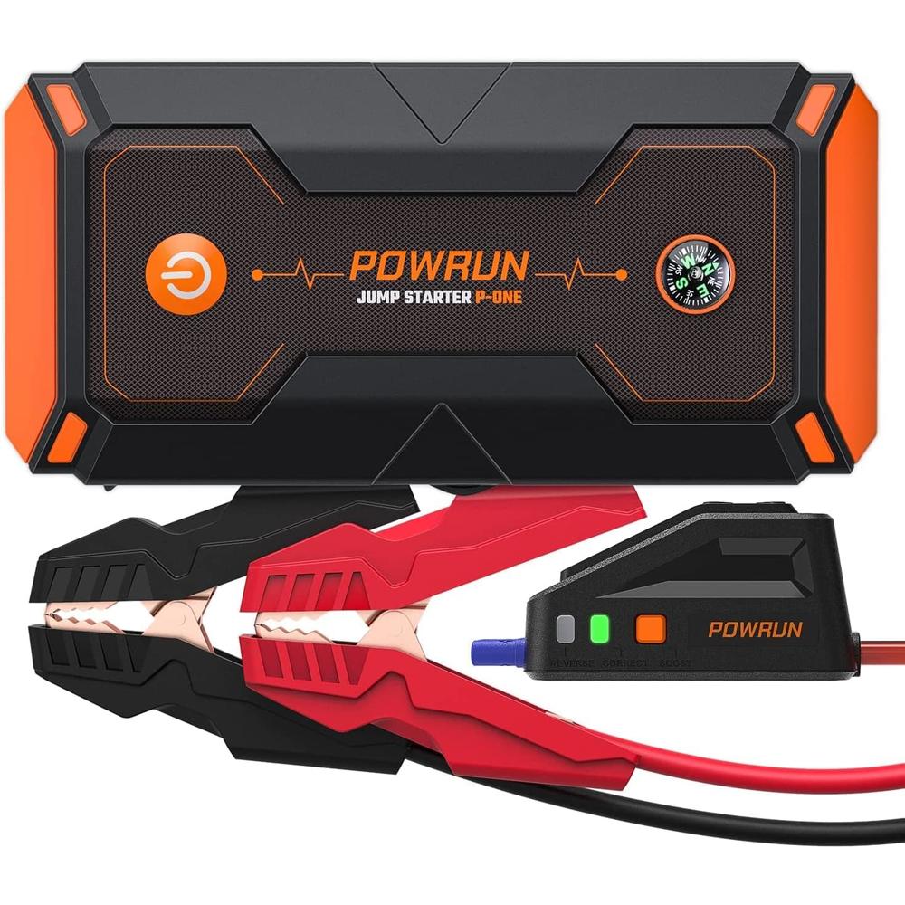 Powrun P-ONE Jump Starter, 2000A Portable Jump Starter Box - Car Battery Booster Pack for up to 8.0L Gas and 6.5L Diesel Engines, 12V
