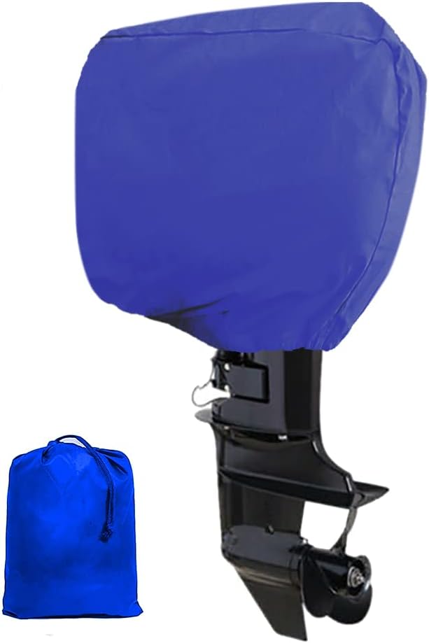 JUNKOGO Junkogo Outboard Motor Cover 600D Boat Motor Cover Waterproof UV  Resistant Engine Cover Heavy Duty Blue Fit for 100 to 225HP Bo