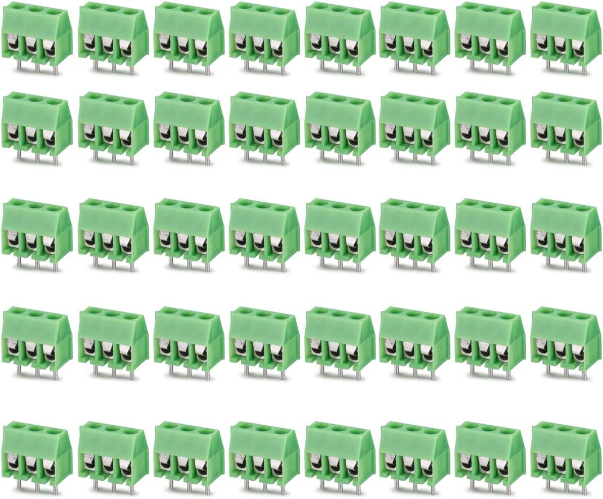 DIYhz green 40PCS 3P 3 Pin Screw Terminal Block Connector 3.5mm Pitch for Arduino 10A 300V 10A 130V51590