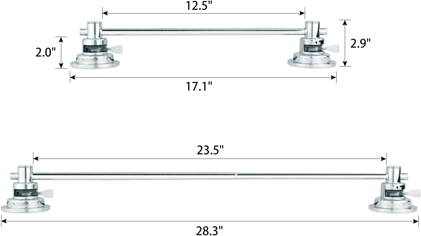 Sneatup Suction Cup Extendable 17-28" Stainless Steel Towel Bar