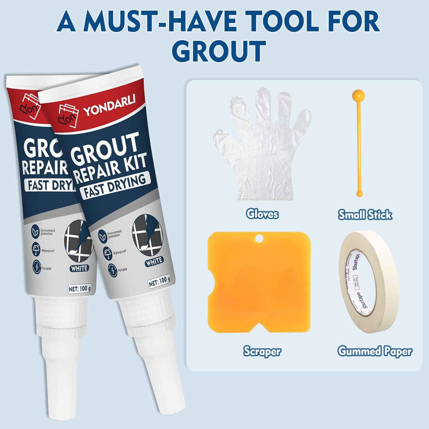 Generic Tile Grout Repair Kit, 2 Pcs Grout Paint for Shower Caulk