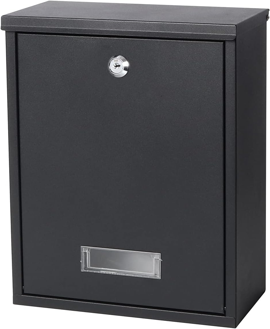 Decaller Mailbox Wall Mount with Key Lock,  Mailboxes for Outside, 12.6 x 10.24 x 4.21 Inch, Black