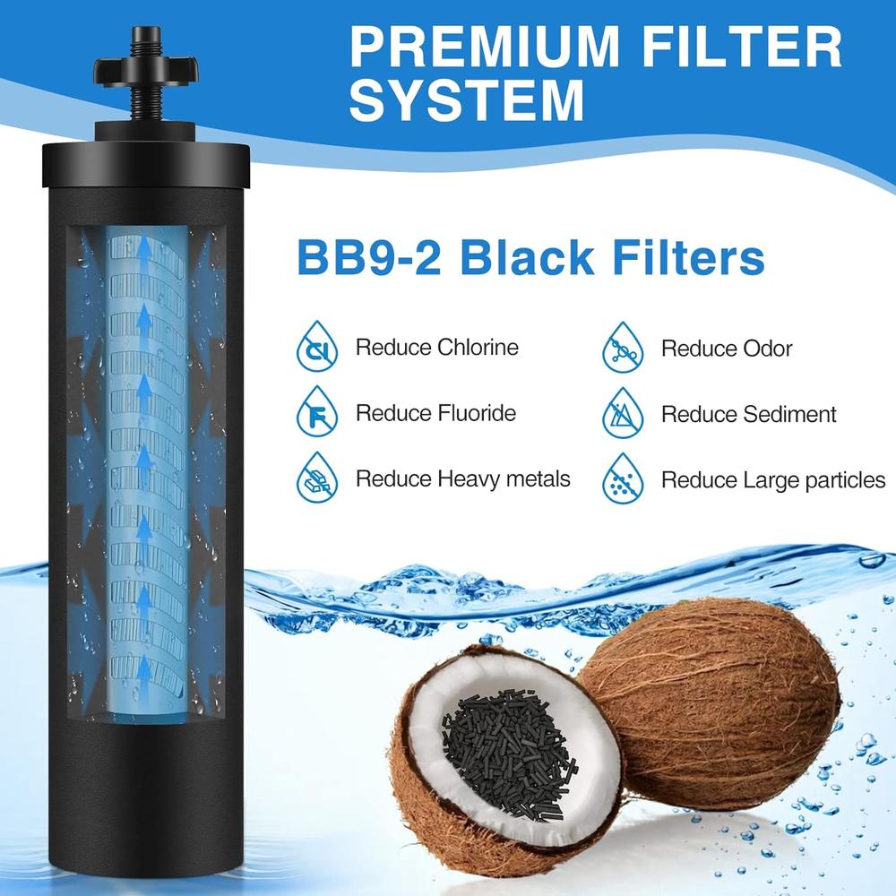 Luffylive Water Filter Replacement Compatible with Berkey Water Filter System, BB9-2 Filter Replacement Compatible with Berkey Big, Light