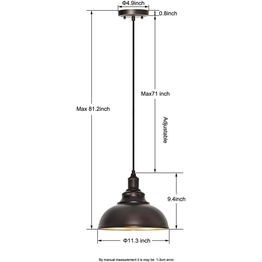 ALAISLYC 3-Pack Farmhouse Pendant Light Adjustable Pendant Lighting for Kitchen Island Industrial Hanging Barn Pendant Lights Over Islan