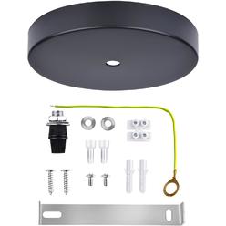 Arturesthome Modern Rewind Ceiling Canopy Kit, Single Hole Ceiling Plate for Pendant Lights or Chandelier Fixture - Black 18cm