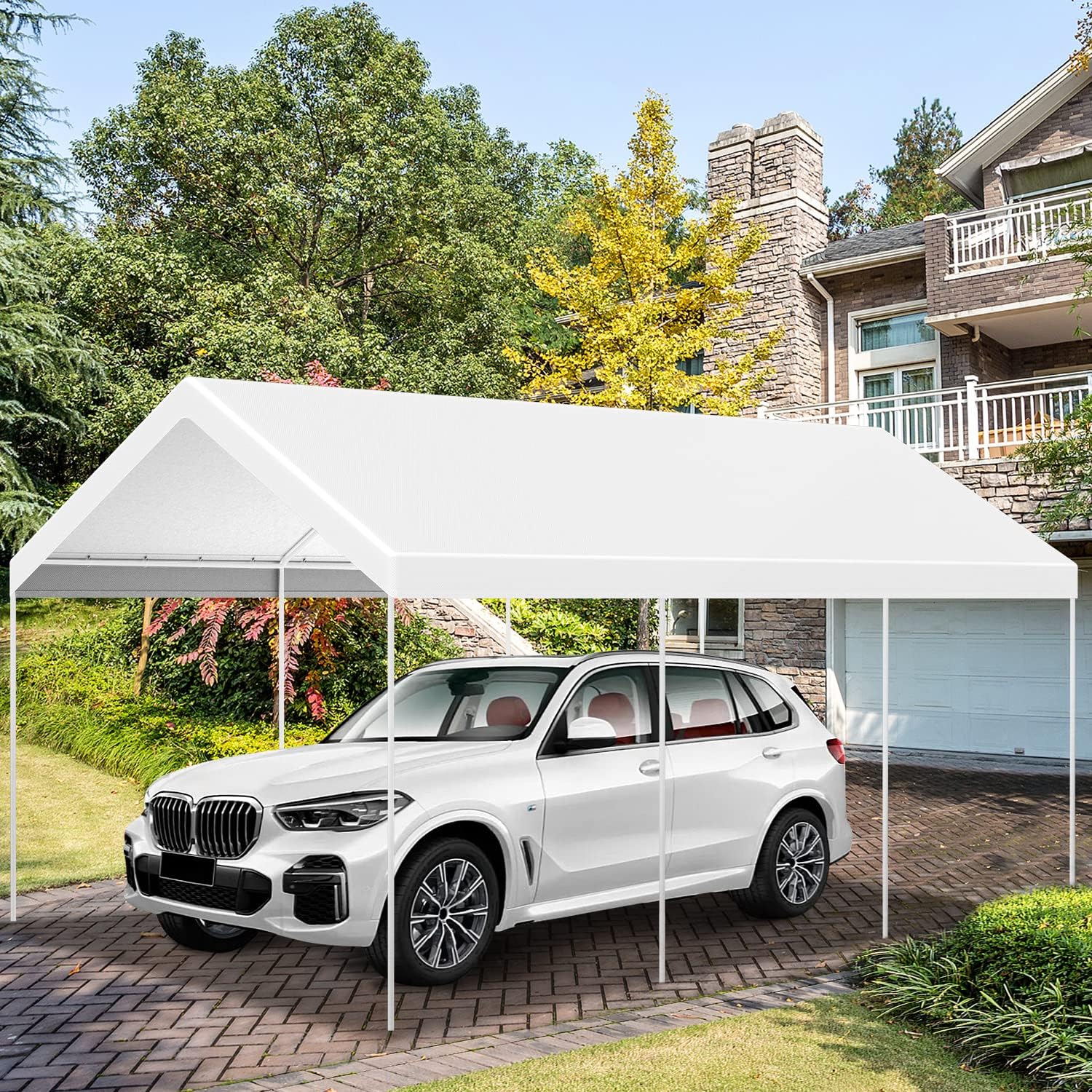 Dreamall Direct 10'x20' Carport Car Replacement Canopy Cover Outdoor for Tent Party Top Garage Shelter Cover with 26 Ball Bungees(Only Cover, F