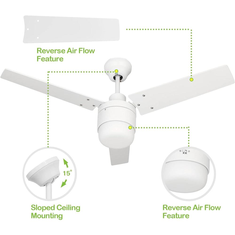 Hykolity 42" Indoor Ceiling Fan with Light (E26 base) and Remote Control, Quiet Reversible Motor, 110V ETL Listed Ceiling Fans for