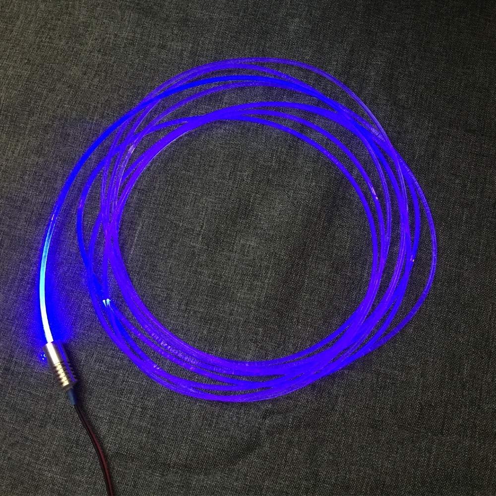 Fortoo 3mm 5meters/16ft PMMA Optic Fiber Cable Side Glow With 12V 1.5W LED Aluminum Illuminator Light Source For Home Car DIY (Blue)