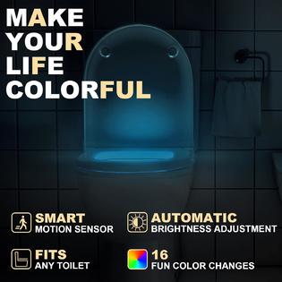MIEFL Toilet Light Motion Sensor 16 Colors Changing (2 Pack),LED Glow Bowl  Inside Toilet Light