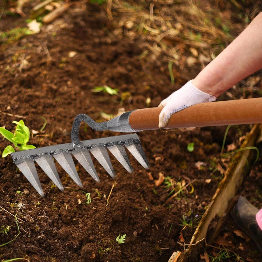 Geraffely Dethatcher Rake | 4/5/6/7 Rake, Gardening Hand Tools,Weeding Dethatcher Rake with Carbon Steel s, Garden Cultivator Rake
