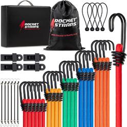 ROCKET STRAPS Bungee Cords | (36) Pack | Outdoor Bungie Straps with Double J Hooks | Long Bungee Cord with Assorted Sizes