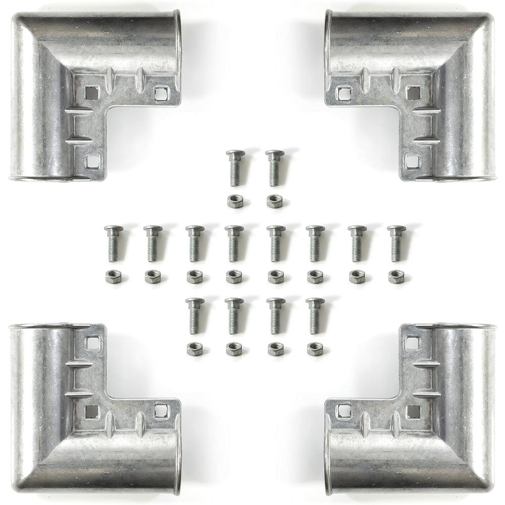 Montx Chain Link Fence Gate Corners - Complete with 2 Spare Sets of Steel Nuts and Bolts. Pack of 4 Aluminum Gate Elbows for 1