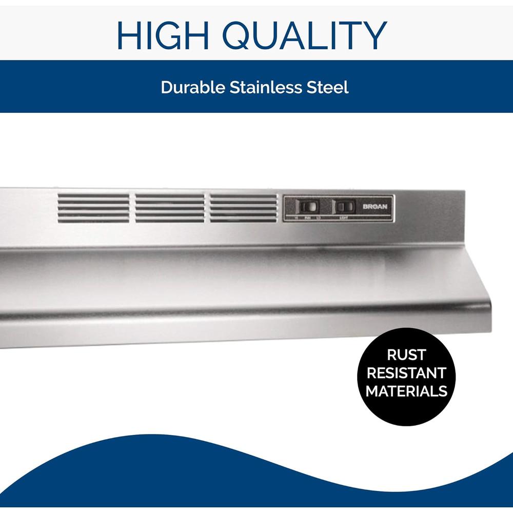 Broan -NuTone 413004 Non-Ducted Ductless Range Hood with Lights Exhaust Fan for Under Cabinet, 30-Inch, Stainless Steel