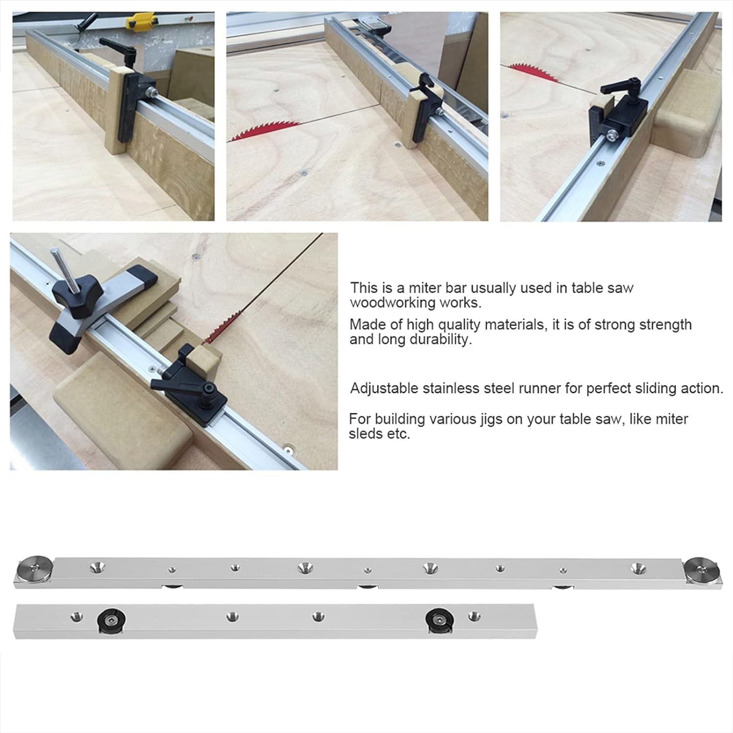 Headerbs Craftsman Table Saw Miter Gauge, Aluminium Alloy Miter Bar Slider Table Saw Gauge Rod Woodworking Tool Durable In Use(450mm / 1