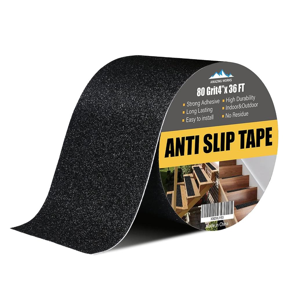 Generic Grip Tape - 4Inch x 36Feet Heavy Duty Anti Slip Tape High Traction 80 Grit Non Skid Tape for Stairs, Waterproof Anti Slip Tape