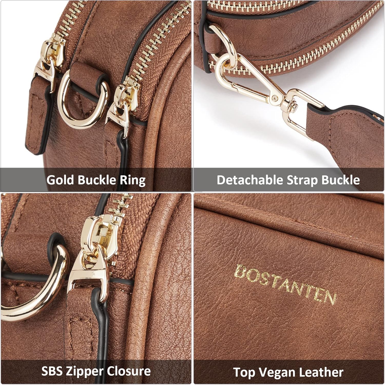 Generic BOSTANTEN Crossbody Bags for Women Leather Cell Phone Purse Shoulder Handbags with Wide Strap