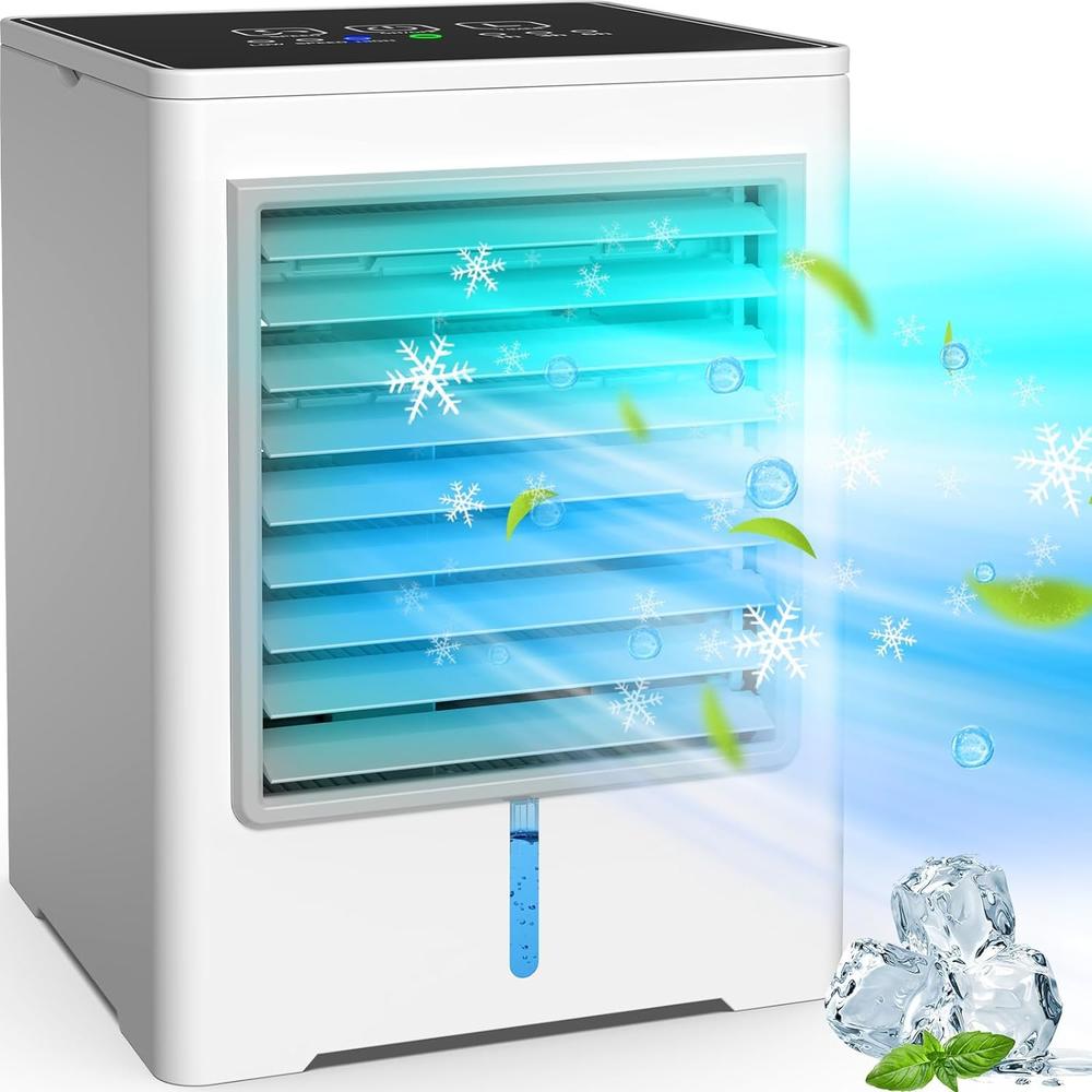 HAYI Portable Air Conditioners Fan, Touch Screen Evaporative Air Cooler with 3 Speeds, Personal Air Conditioner with 1/3/6H Timing,