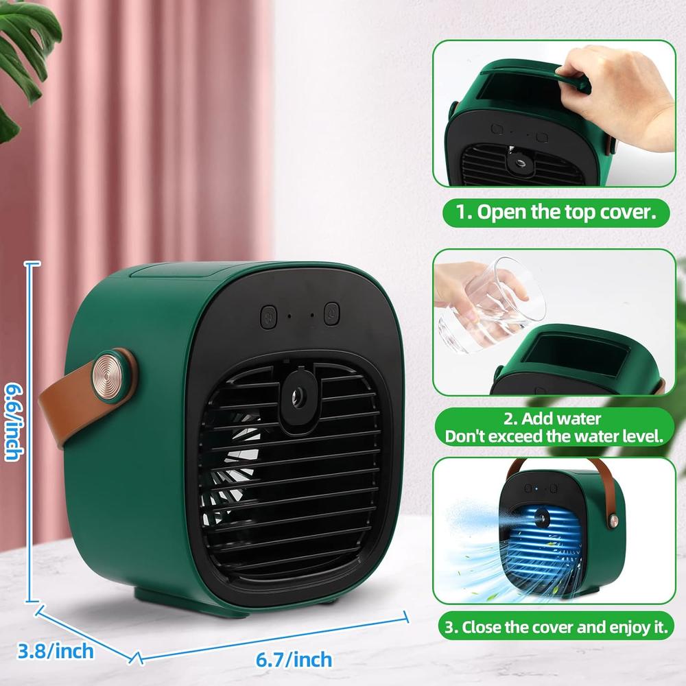 VEEST Portable Air Conditioners, 5200mAh Rechargeable Mini Air Conditioner Duration 5-10 hrs, Personal Air Cooler with 3 Speeds, Smal