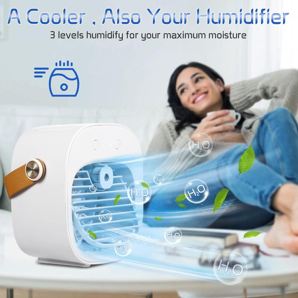 Generic Personal Portable Air Conditioner, 6000mAh Mini Air Cooler Conditioner,USB Rechargeable Air Conditioner,3 Speed Quiet Fan for B