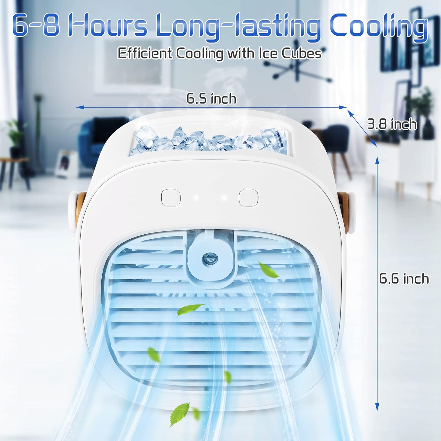 Generic Personal Portable Air Conditioner, 6000mAh Mini Air Cooler Conditioner,USB Rechargeable Air Conditioner,3 Speed Quiet Fan for B